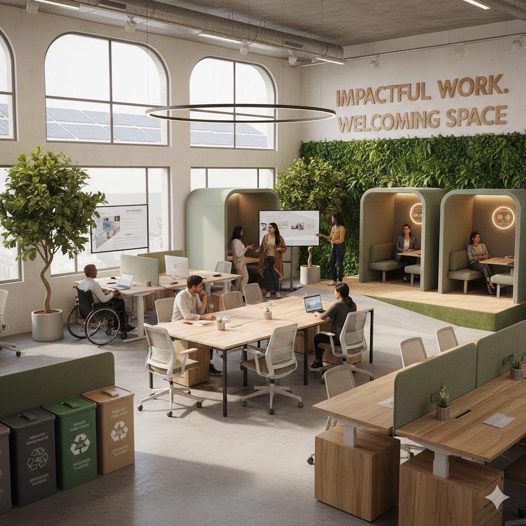 sustainable and inclusive coworking spaces with green design accessibility features